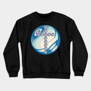 Blueish Cross in Glass Ball Crewneck Sweatshirt